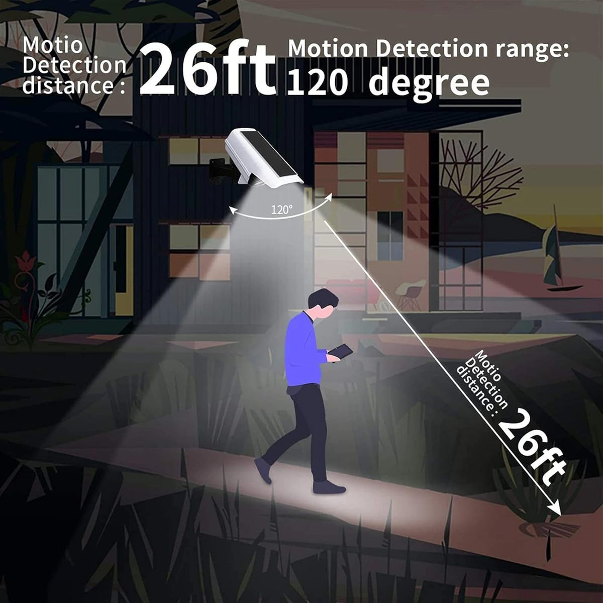 Outdoor Waterproof Motion Sensor Solar Lights,  Wireless Dummy Decoy Fake Security Camera