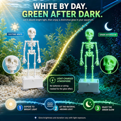 Luminous Dancing Skeleton Aquarium Bubbler Halloween Fish Tank Ornament