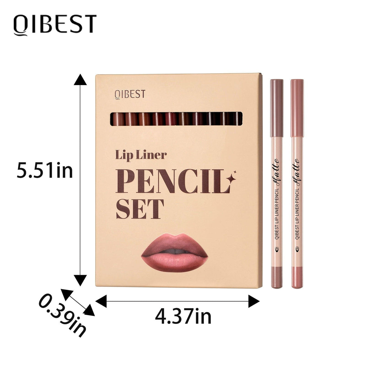 12-Color Matte Lipstick & Lip Liner Set (Wood-Cased)