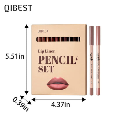 12-Color Matte Lipstick & Lip Liner Set (Wood-Cased)