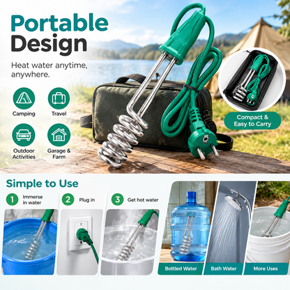 1500W Rapid Immersion Heater, Suitable for Camping and Heating Water in Buckets