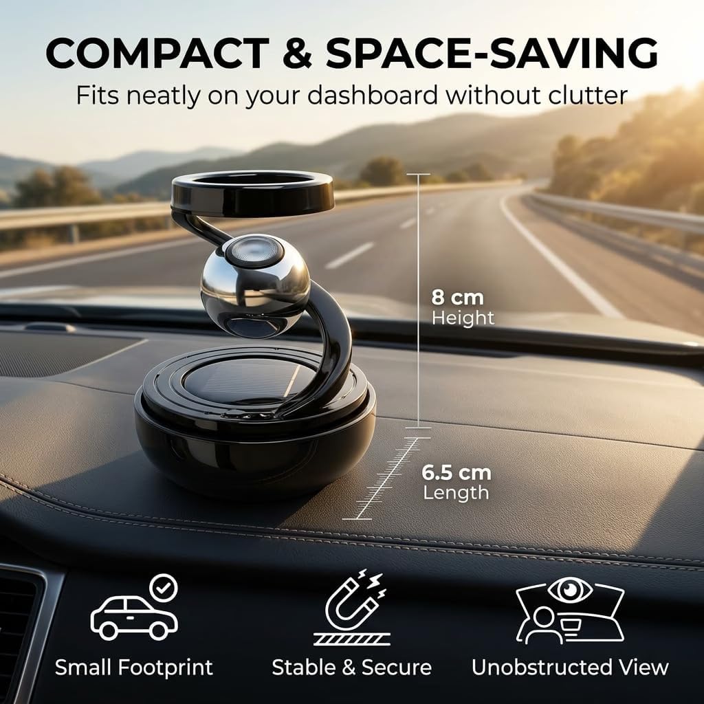 Solar Aromatherapy Car Air Freshener | Solar-Powered Rotating Dashboard Perfume Diffuser