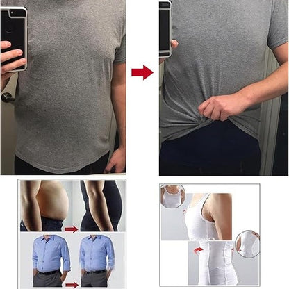 Mens Slimming Body Shaper Vest Shirt Abs Abdomen
