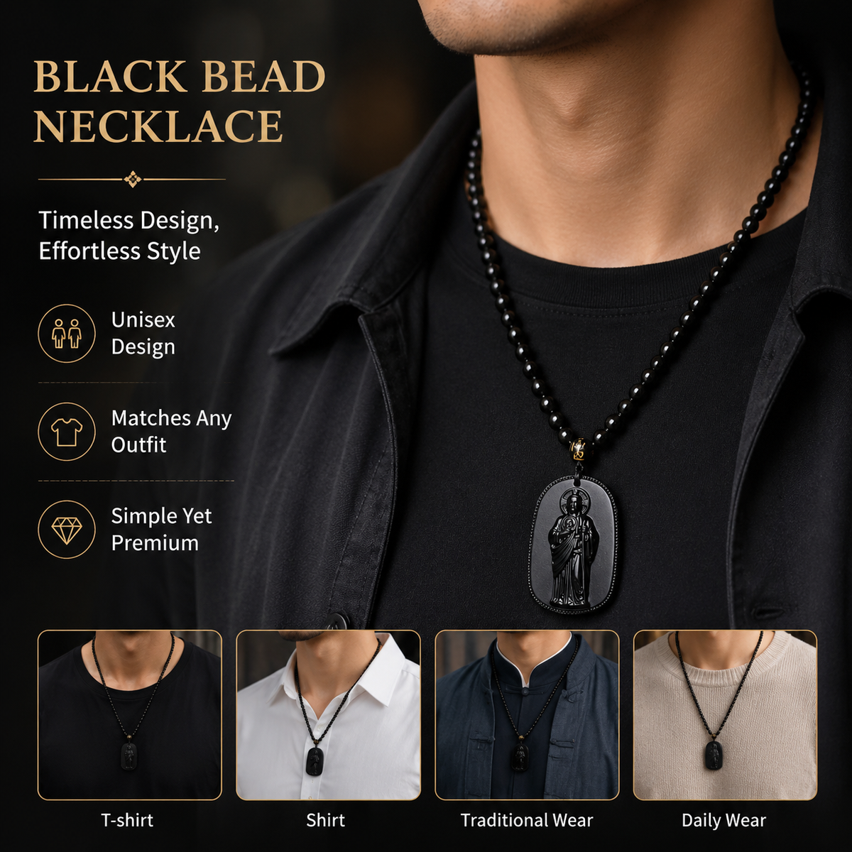 San Judas Religious Bead Necklace