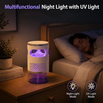Indoor Flying Mosquito Zapper, Sleep-Friendly Night Light with Zap & Trap, Suction-Type Design