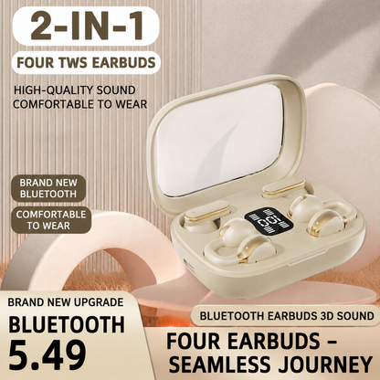 2-in-1 Bone Conduction High-quality Sound, Long Battery Life Wireless Bluetooth Earphones