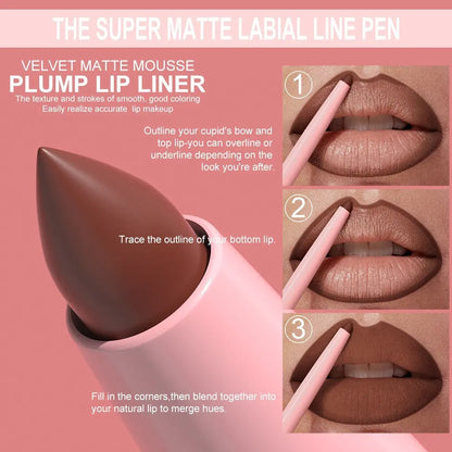 12 Colors Retractable Lip Liner Kit, Creamy Matte Lip Sculpting