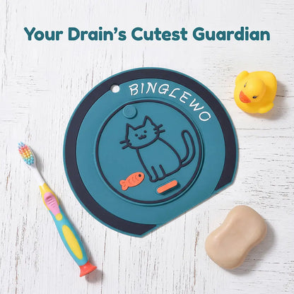 Cute Cartoon Cat Round Drain Cover for Home Kitchens and Bathrooms