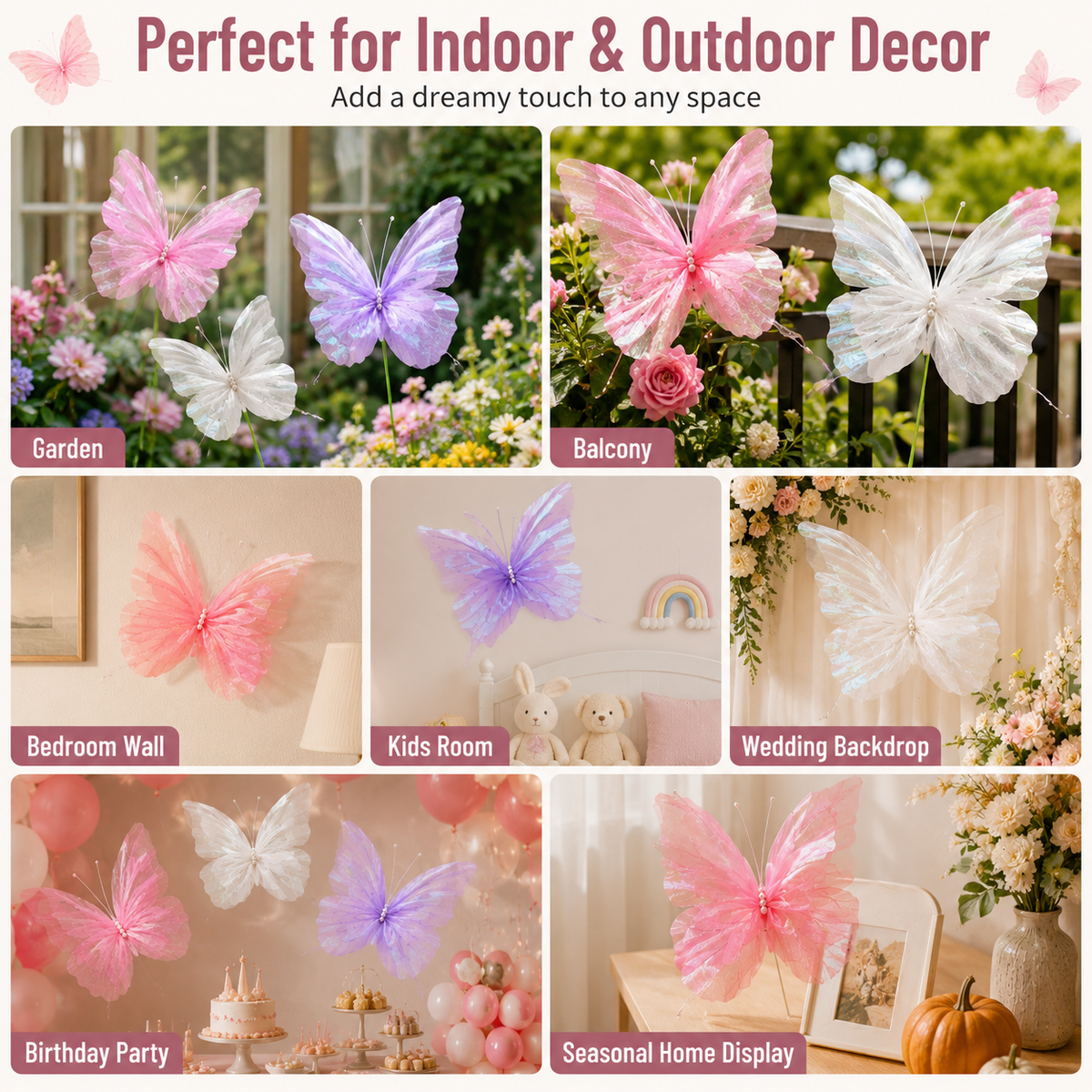 2PCS Large Gradient Butterfly Decorations