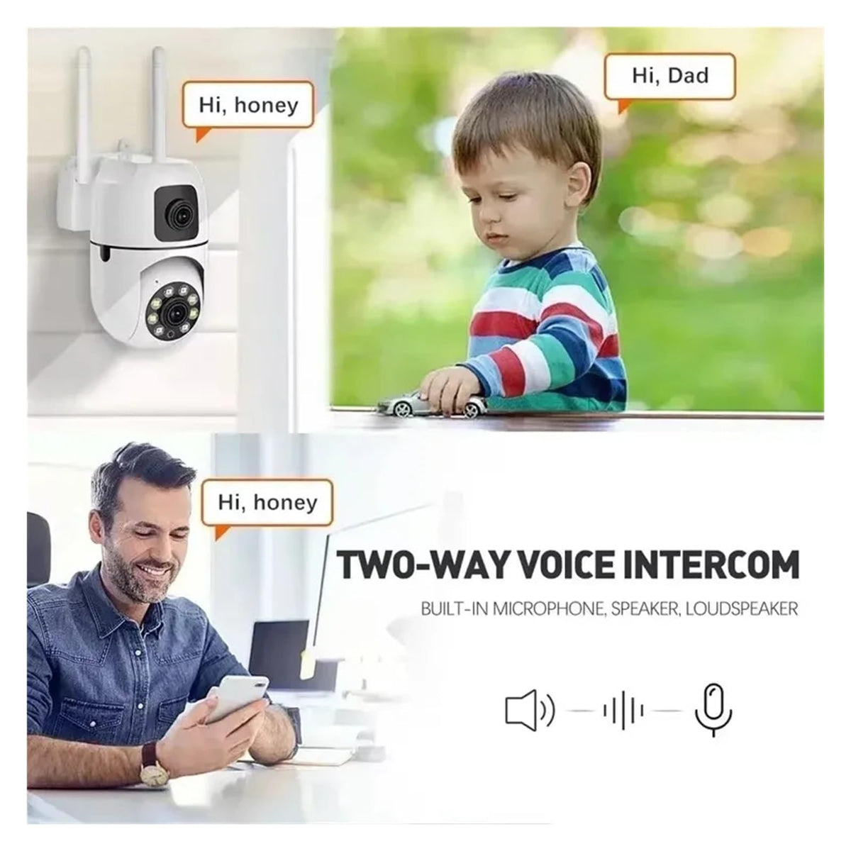 8MP Dual Lens Dual Screen WiFi IP Security Camera,Auto Tracking 8X Digital Zoom Wireless Cam with Night Vision