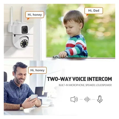 8MP Dual Lens Dual Screen WiFi IP Security Camera,Auto Tracking 8X Digital Zoom Wireless Cam with Night Vision