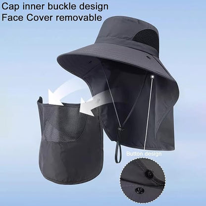 Sun Hats with Neck Flap for Men Women UV Protection Fishing UPF 50+Breathable Wide Brim Bucket