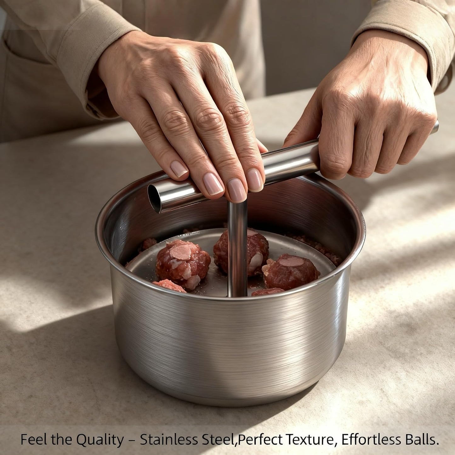 6 Ball Manual Meatball Maker Tool,Stainless Steel Meatball Making Mold