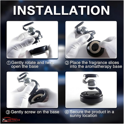 Solar Aromatherapy Car Air Freshener | Solar-Powered Rotating Dashboard Perfume Diffuser