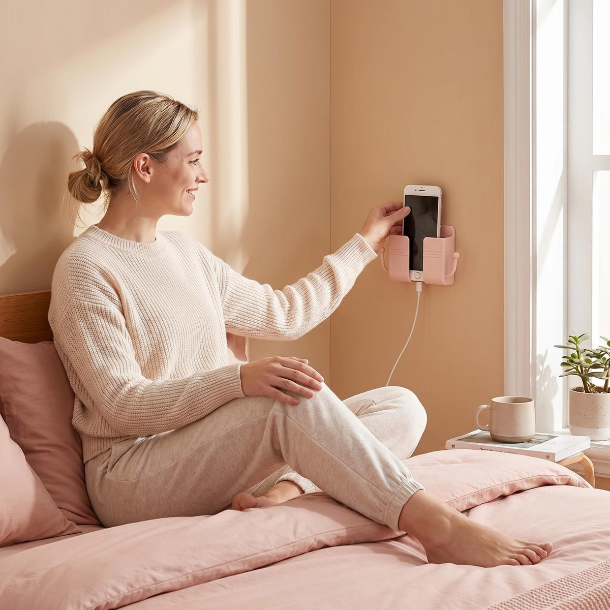 Adhesive Wall Mount Phone Holder, Multipurpose Socket