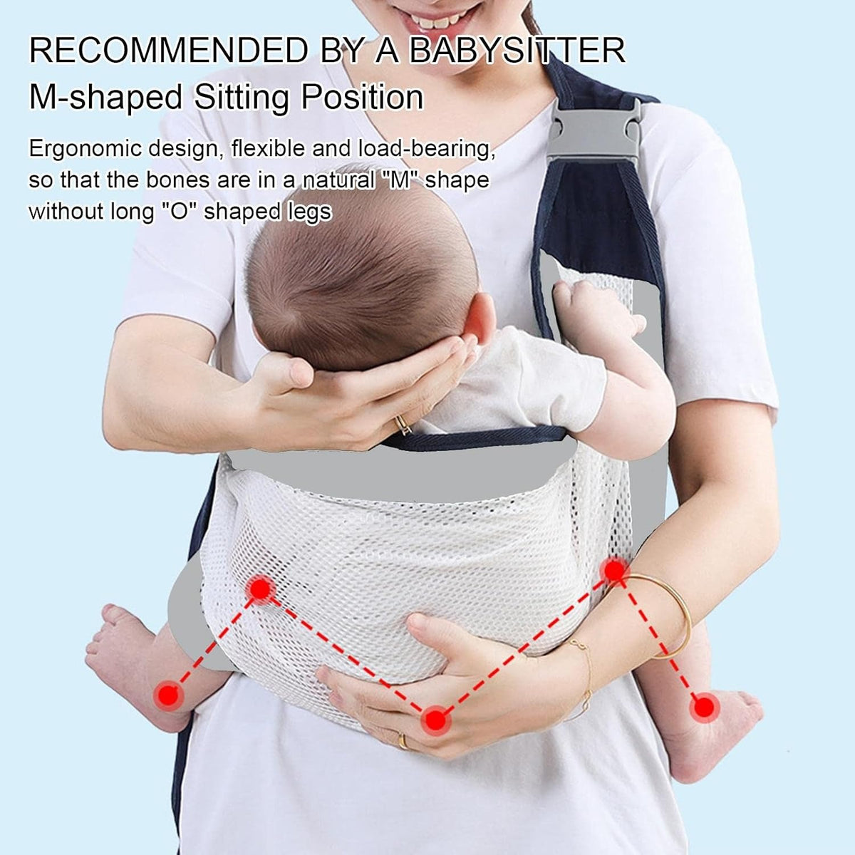 Hands-Free Ergonomic Adjustable Baby Sling -3D Mesh Baby Wraps Carrier