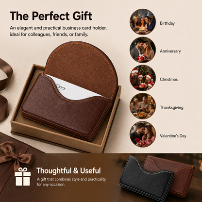 Leather Business Card Case,PocketName Card Holder Wallet for Purse