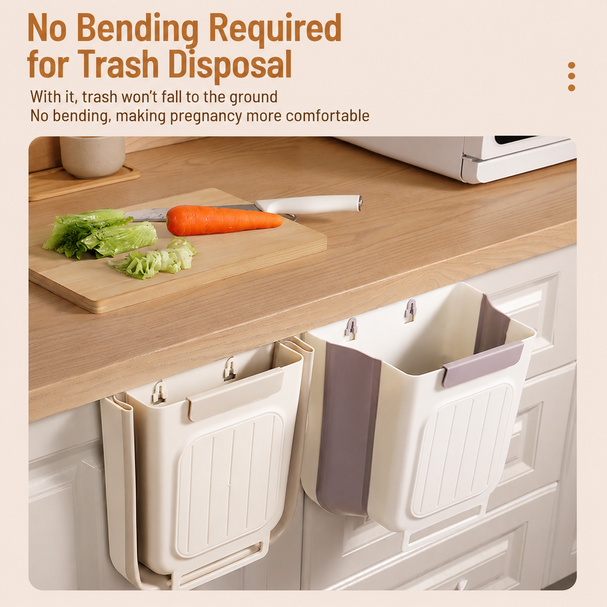 Foldable Hanging Trash Can, 6/11 L Kitchen Compost Bin for Under Sink