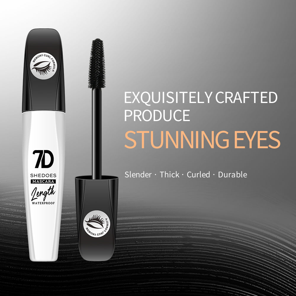 2Pcs 7D Fiber Black Mascara, Natural Lengthening Mascara,Waterproof and Smudge-proof