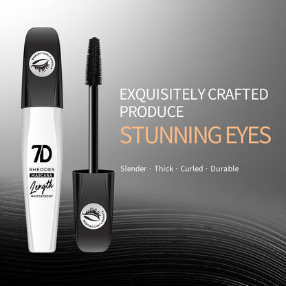 2Pcs 7D Fiber Black Mascara, Natural Lengthening Mascara,Waterproof and Smudge-proof