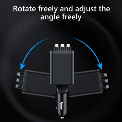 7-in-1 60W Retractable Car Charger with Star Projector Night Light and LED Decorative Light