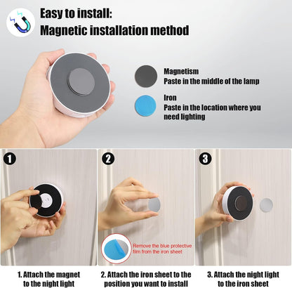 4Pcs Smart Motion Sensor Light Indoor, (3000K)I8 LEDs USB Rechargeable Night Light