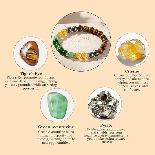 Natural Crystal Tiger's Eye Black Yellow Tourmaline Onyx Attracts Money Bracelet