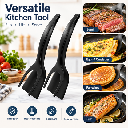 2-in-1 Grip-and-Flip Spatula Tongs (2-Piece Set)
