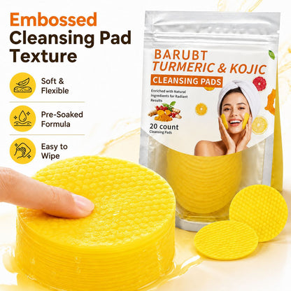 20 Pcs Turmeric & Kojic Acid Cleansing Pads — Deep Pore Cleansing