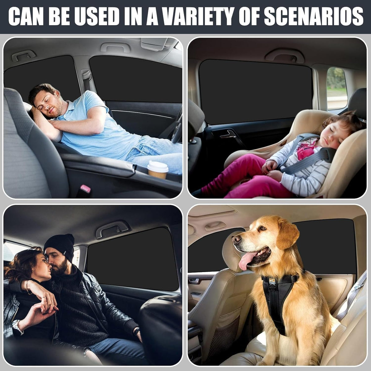 Car Sunshade and Privacy Curtain, Full Blackout Car Window Shades