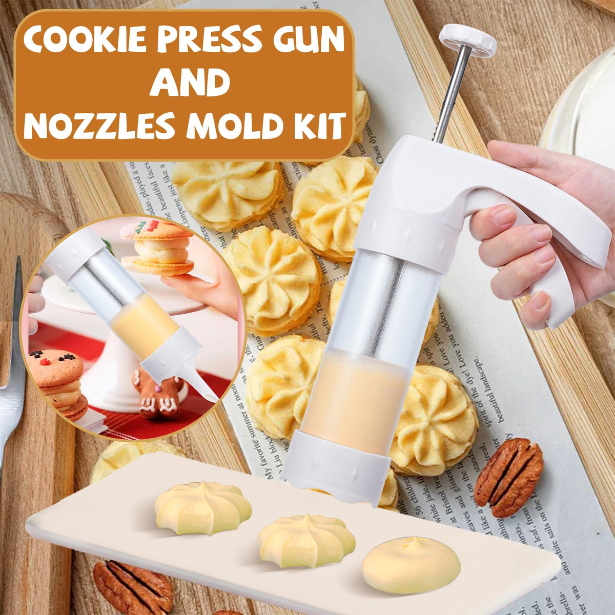 Cookie Press Tolls White Spritz Cookie Press Kit with 12 Discs & 6 Piping Tips