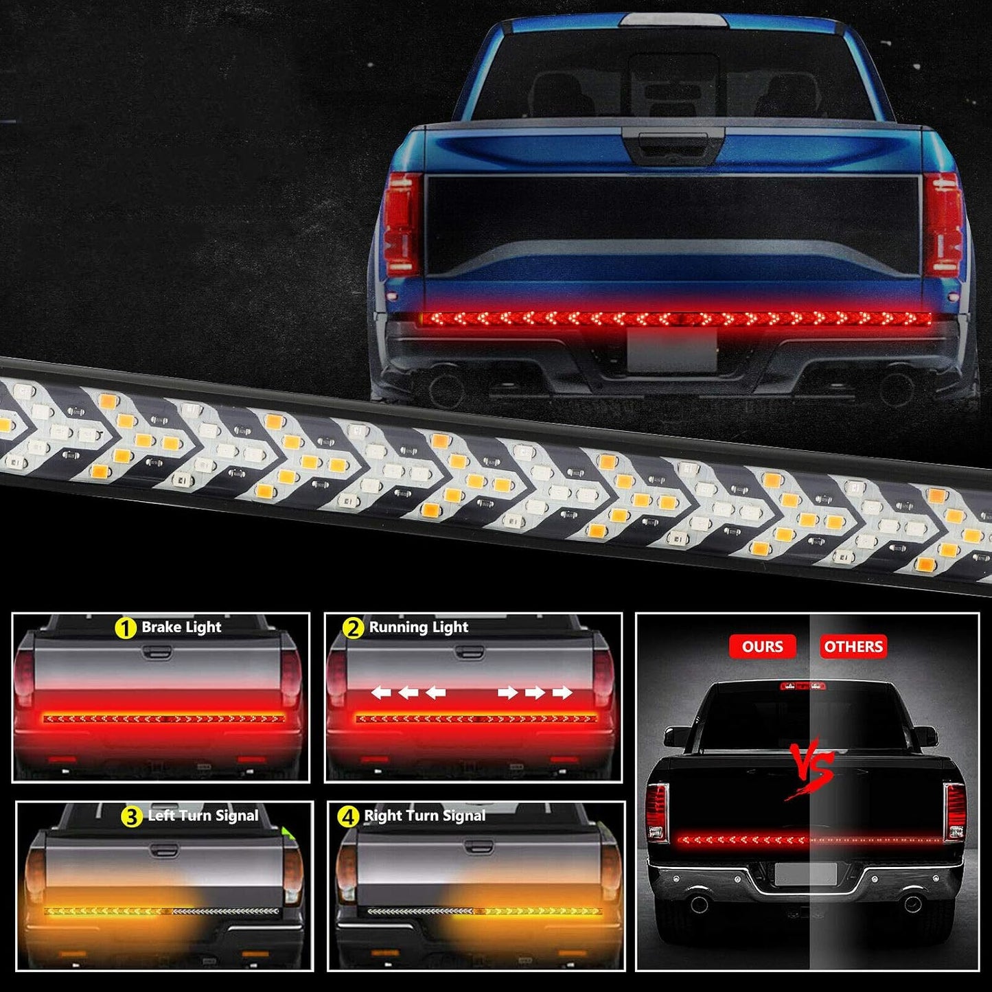 60 Inch Arrow 528 smd LED Truck Tailgate Light Bar Strip