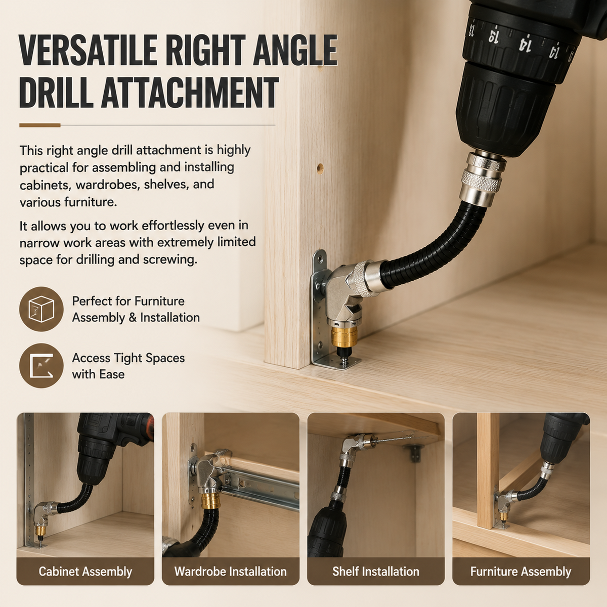 90-Degree Right Angle Drill Extension Adapter