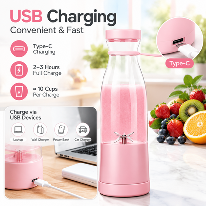 Portable Electric Juicer Bottle ,Wireless Rechargeable Trave lBlender Milkshakes Juicer