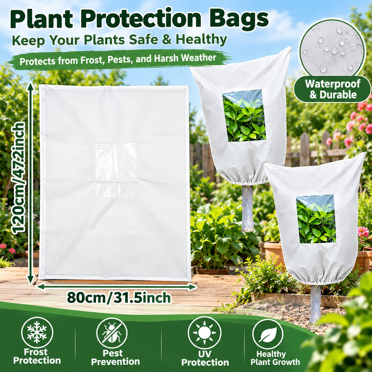 2-Pack Plant Frost Protection Covers with Viewing Window