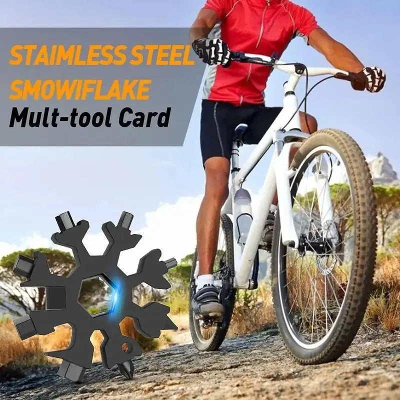 18-in-1 Snowflake Multi Tool Keychain, Stainless Steel Wrench with Screwdriver& Bottle Opener