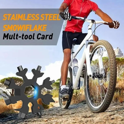 18-in-1 Snowflake Multi Tool Keychain, Stainless Steel Wrench with Screwdriver& Bottle Opener