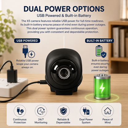 X5 Wireless Home Security Camera -720P HD Wi-Fi Dual-Use Monitor