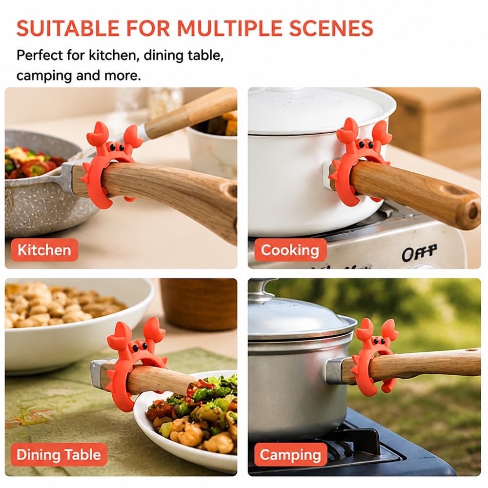 Creative Crab Shaped Spatula Rack, Silicone Anti Scalding Cooking Pot Clip