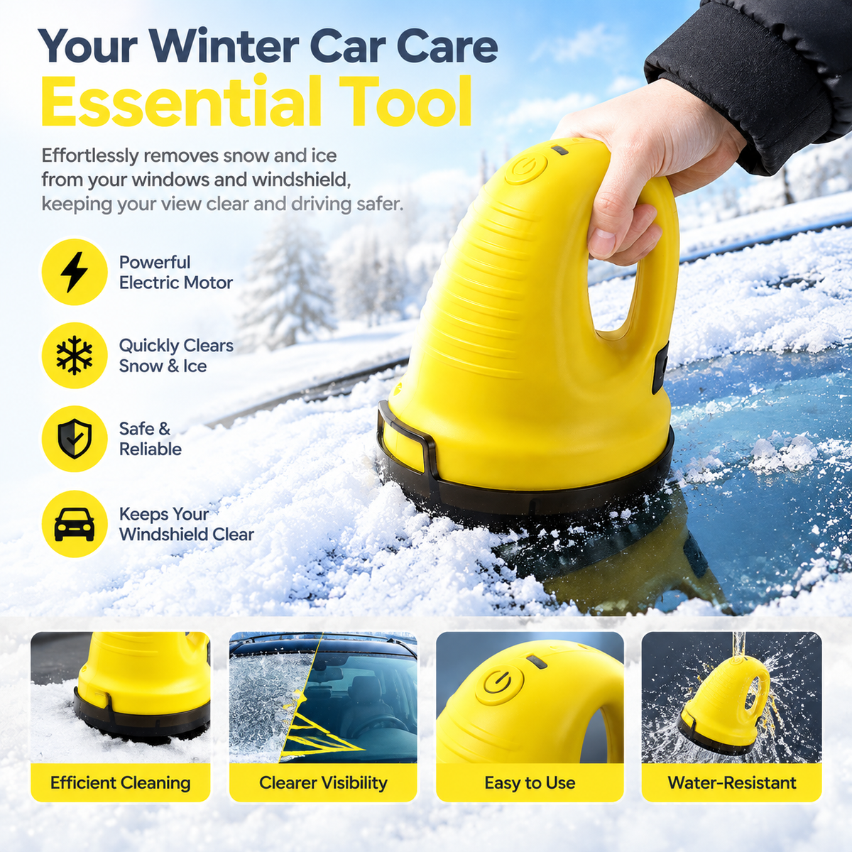 Electric Ice Scrapers for Car Wind Shield,Handheld Snow Scraper for Car,USB Rechargeable