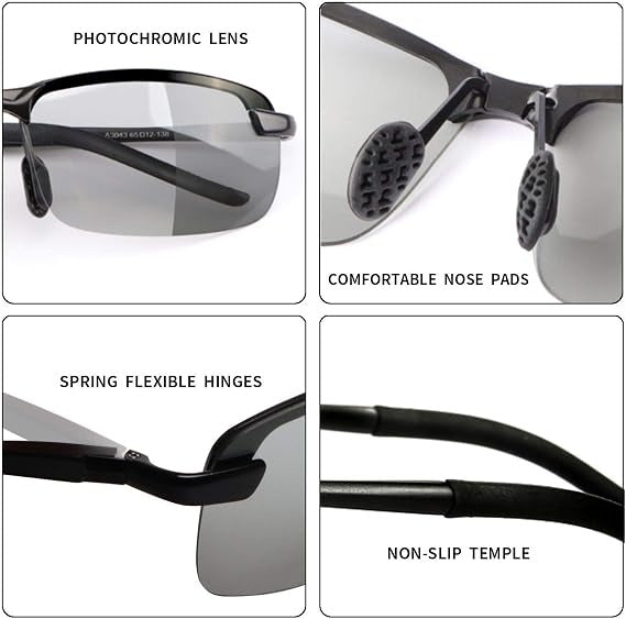 Polarized Photochromic Sunglasses for Day and Night,UV 400 Clear Visionfor Driving Cycling Outdoor
