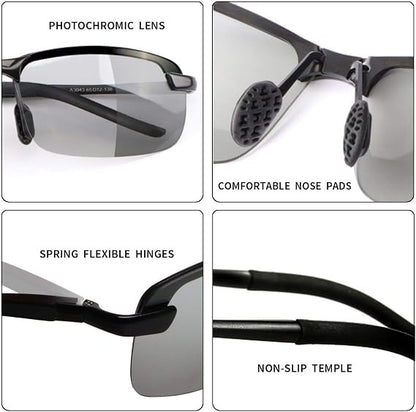 Polarized Photochromic Sunglasses for Day and Night,UV 400 Clear Visionfor Driving Cycling Outdoor
