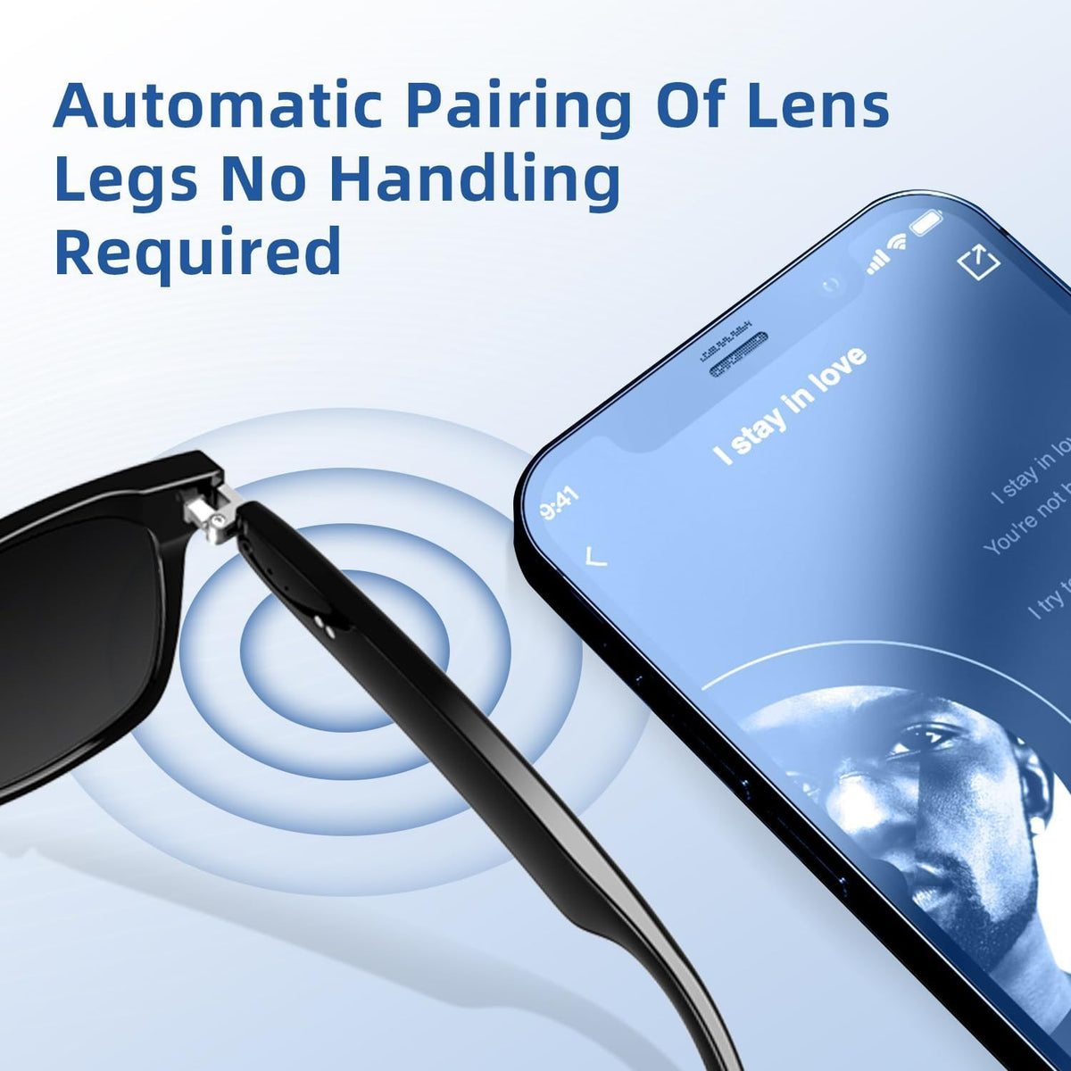 Smart Music Glasses,Polarized UV Protection,Anti Blue Light Lens
