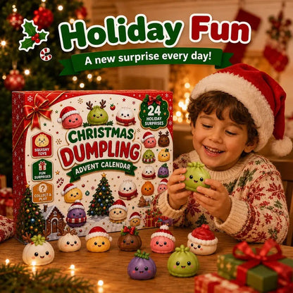 2026 Christmas Mini Squishies Advent Calendar,24-Day Dumpling Squishy Toy Countdown Calendar with Glitter Squeeze Toys
