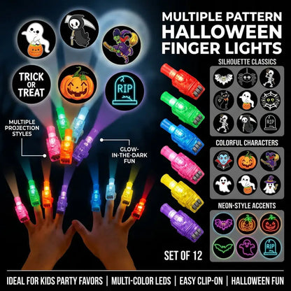 36Pcs Halloween LED Projection Finger Lights,Multi-Color Light Up Finger Projectors