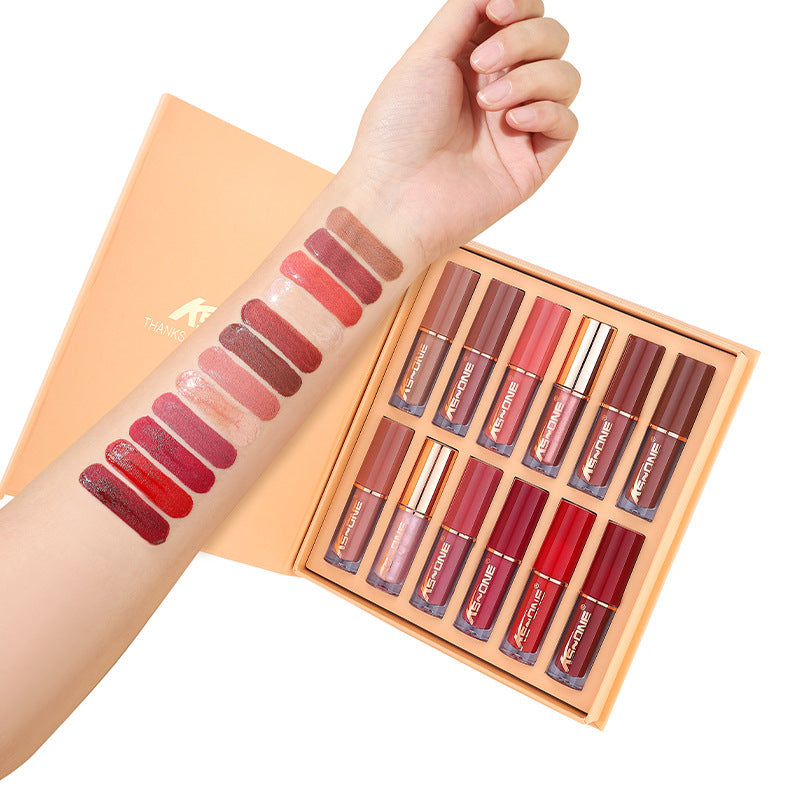 12 Colors Matte Velvet Lip Gloss Set, Waterproof Long Wearing Liquid Lipstick Lip Stain Set