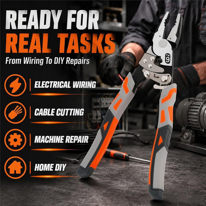 Multifunctional 9-inch Ratcheting Self-Locking Locking Pliers – 4-in-1 One-Handed Operation Tool