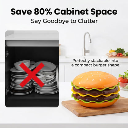 7-Piece Hamburger Shaped Stackable Plates Set