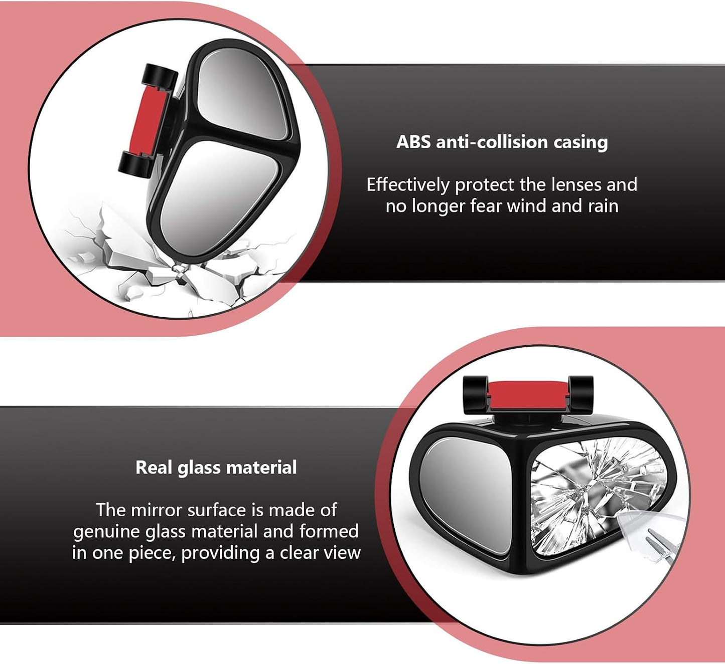 2PCS Car Blind Spot Mirror, 360 Degrees Panoramic Adjustable Wide-angle Mirror
