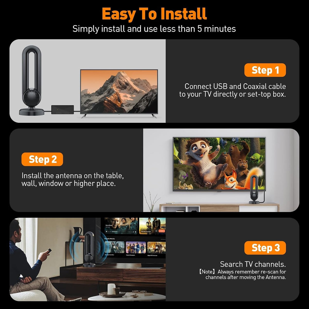 TV Antenna Indoor,560+Miles Range Digital Antenna for Smart Tv Indoor,4K 1080P